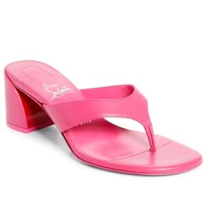 $845 Christian Louboutin 55 Janetonga Leather Sandal Pink 38.5 & 39 US 8.5 & 9